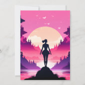 おもしろいモダンかわいいピンクの女の子体操10歳の誕生日 招待状 (裏面)