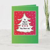 おもしろいモダンかわいい赤と緑のクリスマスカード カード (正面)