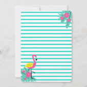 おもしろいモダンアロハトロピカルルアウ(ハワイ式宴会)誕生日 招待状 (裏面)