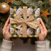 おもしろいモダンイエロープレイド&フォトラッピング紙 ラッピングペーパー