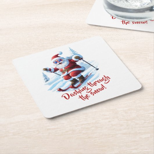 おもしろいモダンカスタムサンタクロースファンキークリスマス スクエアペーパーコースター (アングル)