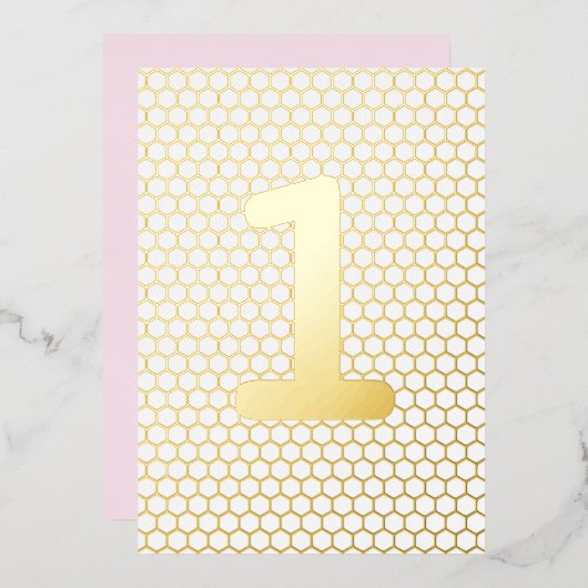 おもしろいモダンカスタム金ゴールド押し誕生日 箔招待状 (正面/裏面)