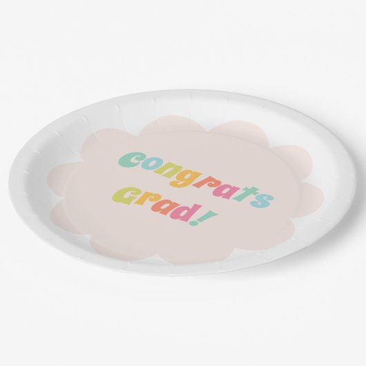 おもしろいモダンカラフルおめでとうグラード ペーパープレート (アングル)