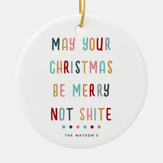 おもしろいモダンカラフルパーソナライズされたクリスマス セラミックオーナメント (正面)