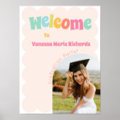 おもしろいモダンカラフル卒業ウェルカムサイン ポスター (正面)