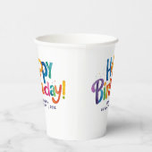 おもしろいモダンカラフル誕生日パーティレインボータイポ 紙コップ (右)