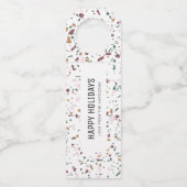 おもしろいモダンカラーズテラゾパターンハッピーホリデー ボトルネックタグ (正面)