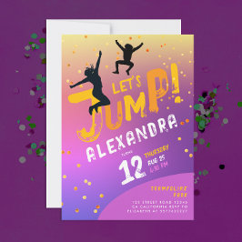 おもしろいモダンカラーパープルピンクトランポリン遊ジャンプ 招待状