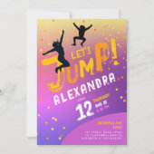 おもしろいモダンカラーパープルピンクトランポリン遊ジャンプ 招待状 (正面)