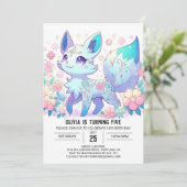 おもしろいモダンキツネデジタル誕生日 招待状 (スタンド正面)