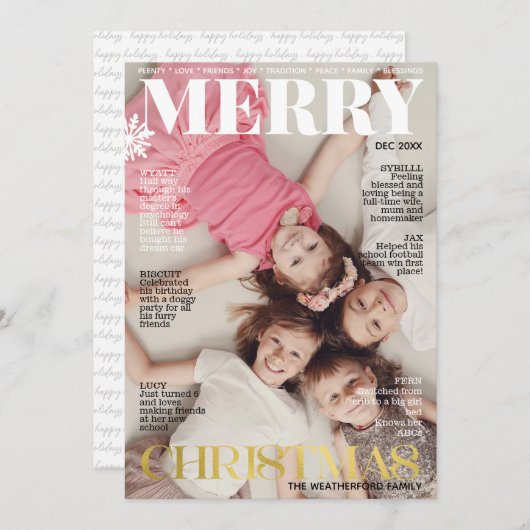 おもしろいモダンクリスマスファミリー写真2024 シーズンカード (正面/裏面)