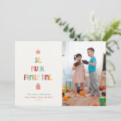 おもしろいモダンクリスマスフォトファミリータイムレトロ シーズンカード (スタンド正面)