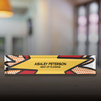 おもしろいモダンクール漫画のパーソナライズされた本 デスクネームプレート