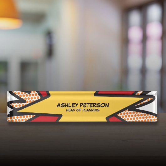 おもしろいモダンクール漫画のパーソナライズされた本 デスクネームプレート