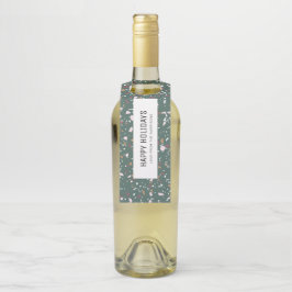 おもしろいモダングリーンテラゾパターンハッピーホリデイズ ボトルネックタグ