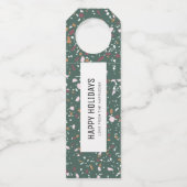おもしろいモダングリーンテラゾパターンハッピーホリデイズ ボトルネックタグ (正面)