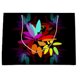 おもしろいモダンサイケデリックスタイルレインボープリント ラージペーパーバッグ