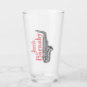 おもしろいモダンサキソフォンバンドミュージシャンガラスカップ タンブラーグラス (正面)