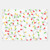 おもしろいモダンサンタストライプー、クリスマスライトブラック ラッピングペーパーシート (正面3)