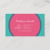 おもしろいモダンサークルティール（緑がかった色）ピンクブルーソーシャルメディア 名刺 (裏面)