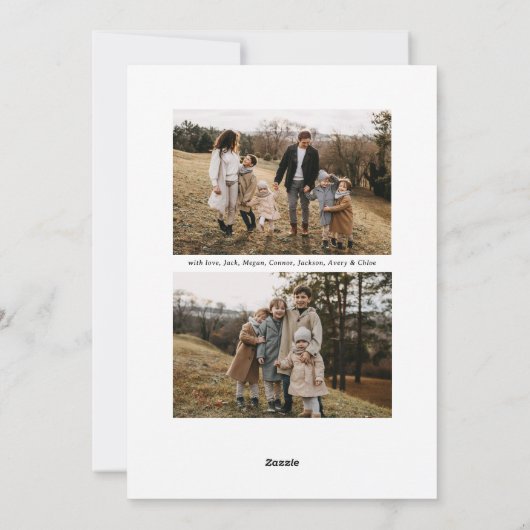 おもしろいモダンシンプルサークルタイプ3フォトクリスマス シーズンカード (裏面)