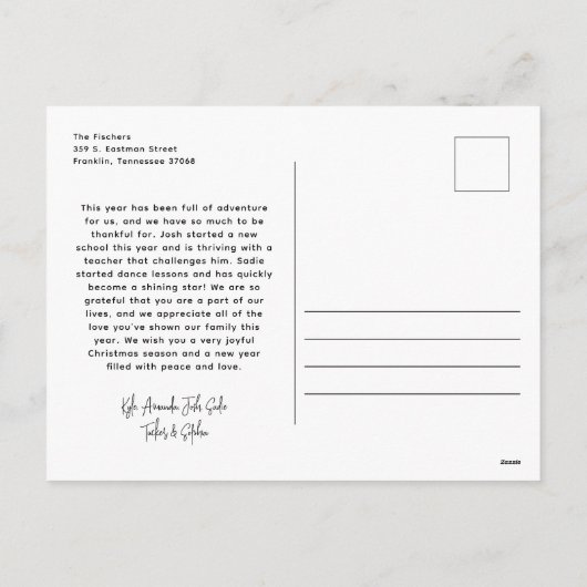 おもしろいモダンシンプルサークルタイプ3フォトクリスマス シーズンポストカード (裏面)