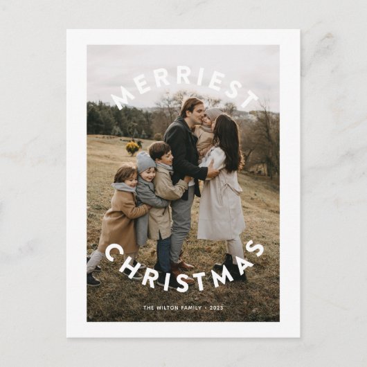 おもしろいモダンシンプルサークルタイプ3フォトクリスマス シーズンポストカード (正面)