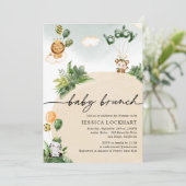 おもしろいモダンジャングルサファリボーイベビーブランチ 招待状 (スタンド正面)