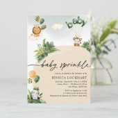 おもしろいモダンジャングルサファリボーイベビー散水 招待状 (スタンド正面)