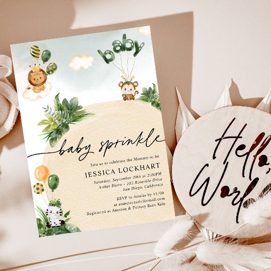 おもしろいモダンジャングルサファリボーイベビー散水 招待状