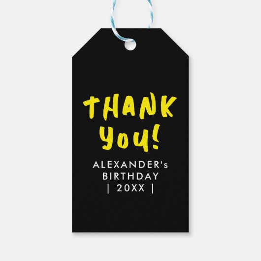 おもしろいモダンスクリプトYouロックイエローブラックブラシタイプ ギフトタグ (裏面)