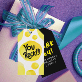 おもしろいモダンスクリプトYouロックイエローブラックブラシタイプ ギフトタグ