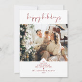 おもしろいモダンタイポグラフィさくらんぼレッドクリスマスフォト シーズンカード (正面)