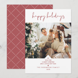 おもしろいモダンタイポグラフィさくらんぼレッドクリスマスフォト シーズンカード