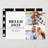 おもしろいモダンタイポグラフィハローニューイヤー写真 シーズンカード (正面/裏面)
