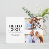 おもしろいモダンタイポグラフィハローニューイヤー写真 シーズンカード (スタンド正面)