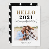 おもしろいモダンタイポグラフィ金ゴールドこんにちは新年の写真 シーズンカード (正面/裏面)