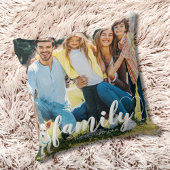 おもしろいモダンタイポグラフィ2枚の家族写真 クッション