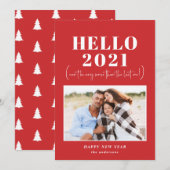 おもしろいモダンタイポグラフィhello新年写真 シーズンカード (正面/裏面)