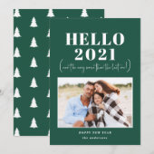 おもしろいモダンタイポグラフィhello新年写真 シーズンカード (正面/裏面)