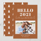 おもしろいモダンタイポグラフィhello新年写真 シーズンカード (正面/裏面)