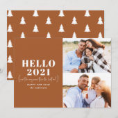 おもしろいモダンタイポグラフィhello新年photo holid シーズンカード (正面/裏面)