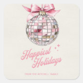 おもしろいモダンディスコボールオーナメント最高の休日 スクエアシール (正面)