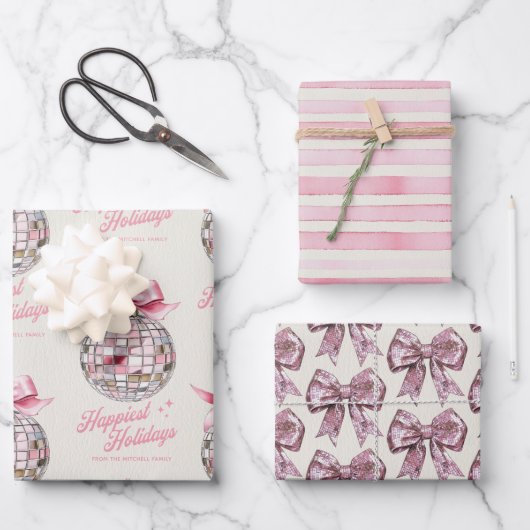 おもしろいモダンディスコボールオーナメント最高の休日 ラッピングペーパーシート (正面)