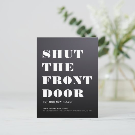 おもしろいモダンドアのミニマリスト移動をシャットダウン 案内ポストカード (スタンド正面)