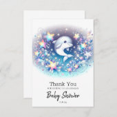 おもしろいモダンドルフィンベビーシャワー サンキューカード (正面/裏面)