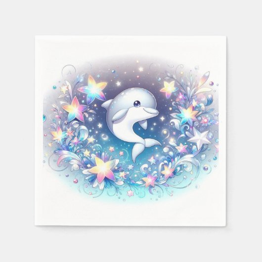 おもしろいモダンドルフィンベビーシャワー スタンダードカクテルナプキン (正面)