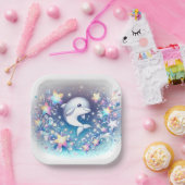 おもしろいモダンドルフィンベビーシャワー ペーパープレート (パーティー)