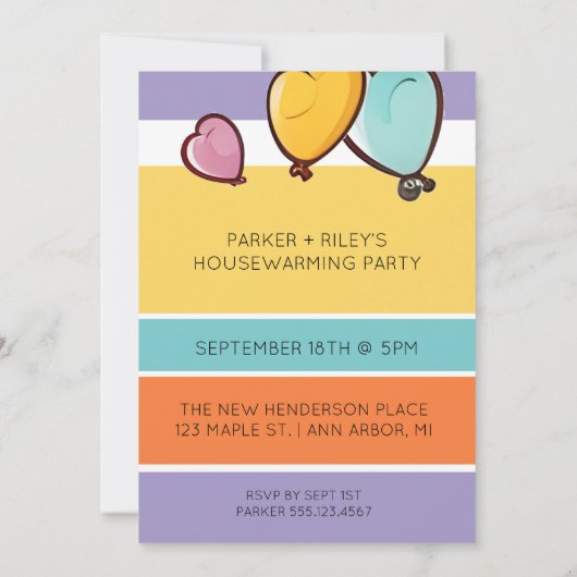 おもしろいモダンニューホーム引っ越し祝いパーティーパーティの招待状 (裏面)