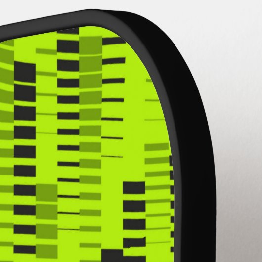 おもしろいモダンネオングリーン抽象芸術幾何ストライプ ピックルボールラケット (左詳細)